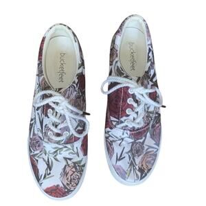 Bucketfeet Women's Botanical Roses Gardens Colorful Canvas Sneakers 7.5